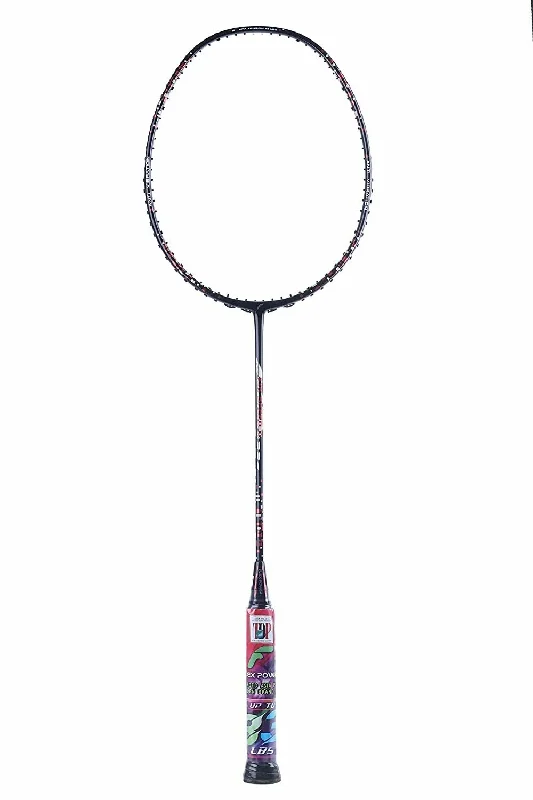 Flex Power Air Speed 11 (Mega Tension - 33LBS)Full Graphite Badminton Racquet with Full Racket Cover Black/Red