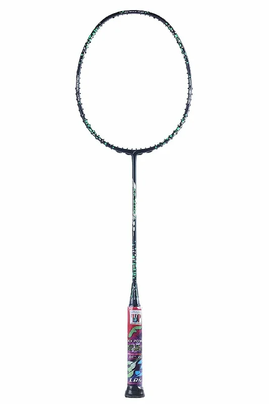 Flex Power Air Speed 11 (Mega Tension - 33LBS) Full Graphite Badminton Racquet with Full Racket Cover Black/Green