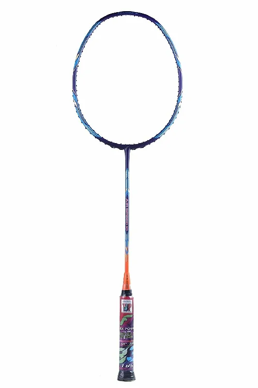 Flex Power Air Speed 10 (Mega Tension - 33LBS) Full Graphite Badminton Racquet with Full Racket Cover Blue/Orange