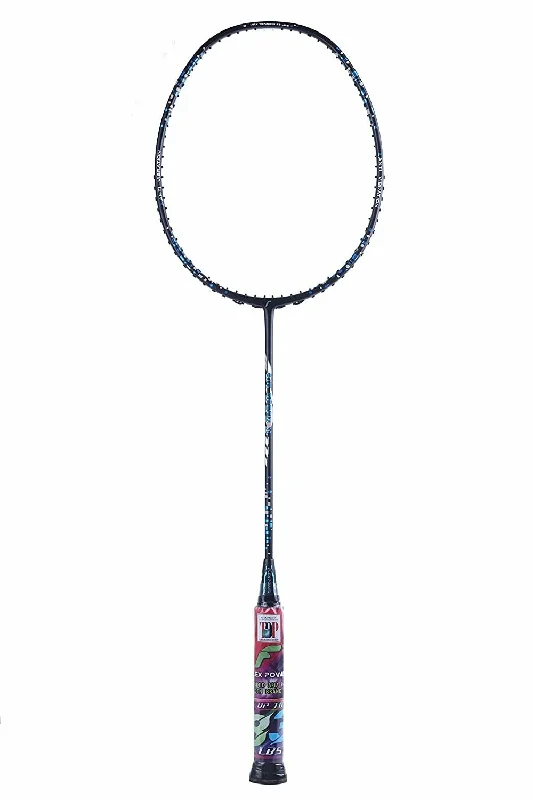 Flex Power Air Speed 11 (Mega Tension - 33LBS) Full Graphite Badminton Racquet with Full Racket Cover Black/Blue