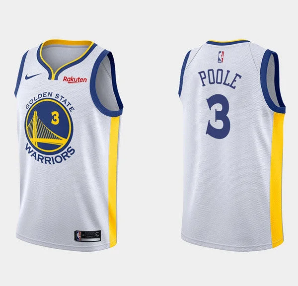 Men's Golden State Warriors #3 Jordan Poole Association Edition White Stitched Basketball Basketball Jersey