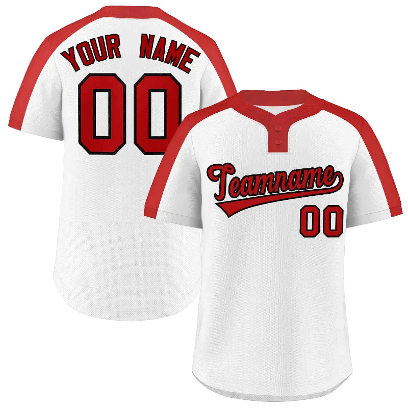 Custom White Red-Black Classic Style Authentic Two-Button Baseball Jersey