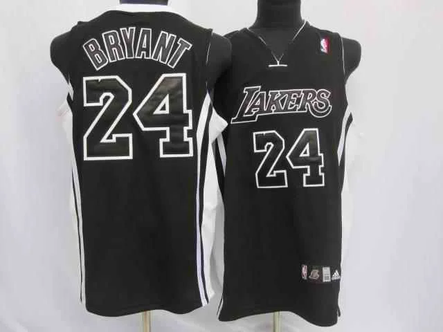 Lakers 24 Kobe Bryant Black Black Number Basketball Jerseys