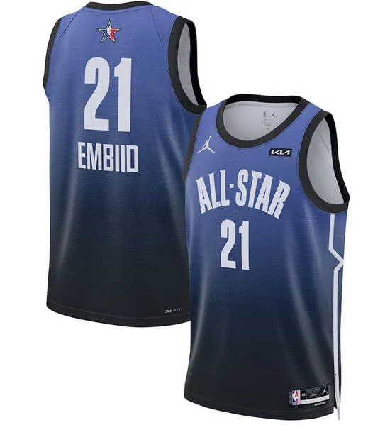 Men's 2023 All-Star #21 Joel Embiid Blue Game Swingman Stitched Basketball Basketball Jersey