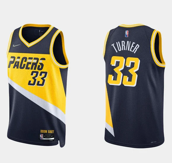 Men's Indiana Pacers #33 Myles Turner 75th Anniversary City Stitched Basketball Jersey