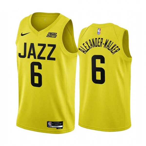 Men's Utah Jazz #6 Nickeil Alexander-Walker Yellow 2022/23 Association Edition Stitched Basketball Basketball Jersey