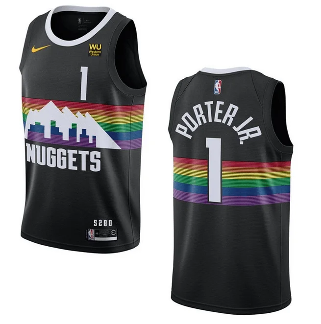 Men's Denver Nuggets Black #1 Michael Porter Jr. Stitched Basketball Jersey