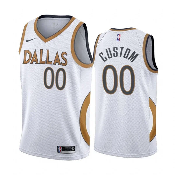 Men's Dallas Mavericks Active Player Custom White City Edition 2020-21 Stitched Basketball Jersey