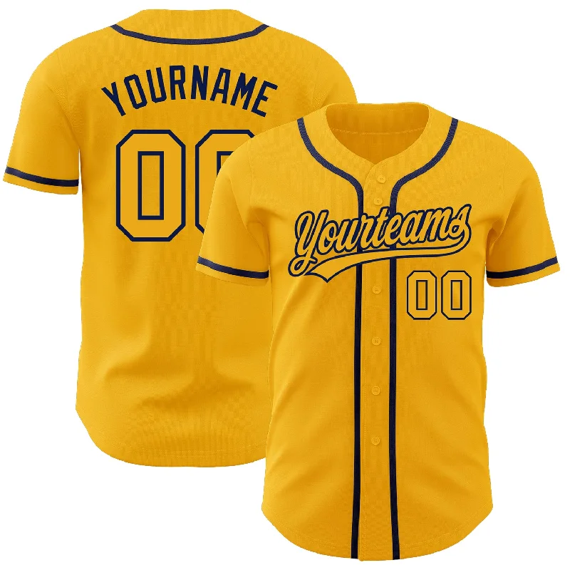 Custom Gold Gold-Navy Authentic Baseball Jersey