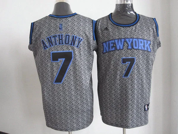 Knicks 7 Anthony Grey Basketball Jerseys