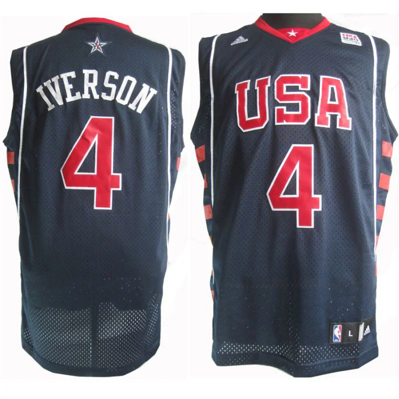 USA 4 Iverson Blue Basketball Jerseys