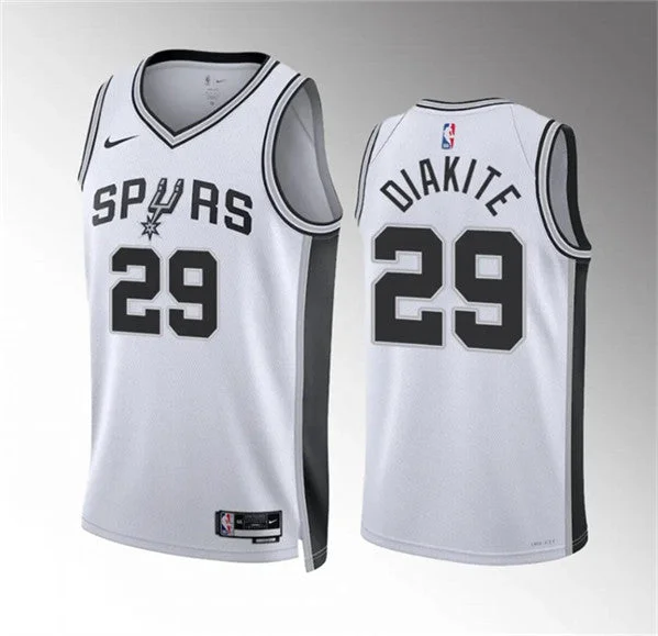 Men's San Antonio Spurs #29 Mamadi Diakite White Association Edition Stitched Basketball Basketball Jersey