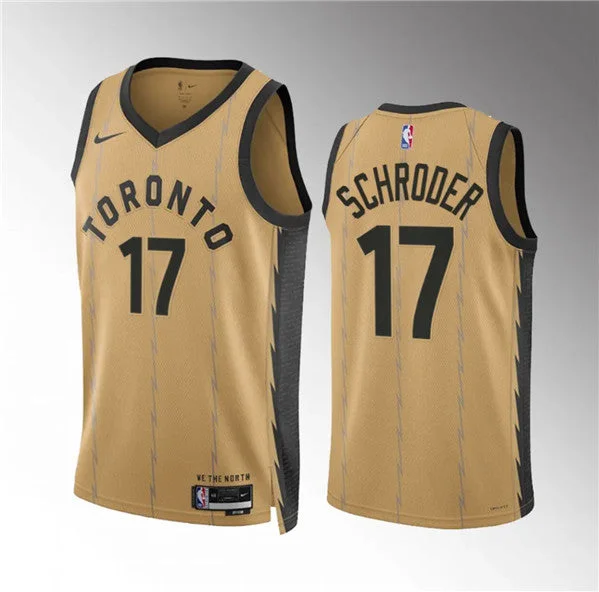 Men's Toronto Raptors #17 Dennis Schroder Gold 2023/24 City Edition Stitched Basketball Basketball Jersey