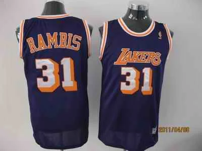 Lakers 31 Rambis Purple M&N Basketball Jerseys