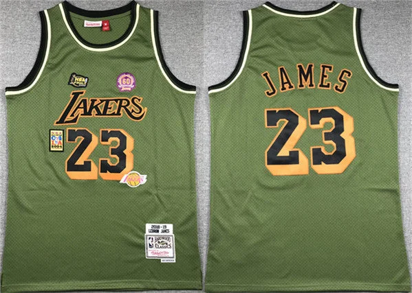 Men's Los Angeles Lakers #23 LeBron James Green 2018-19 Throwback basketball Basketball Jersey