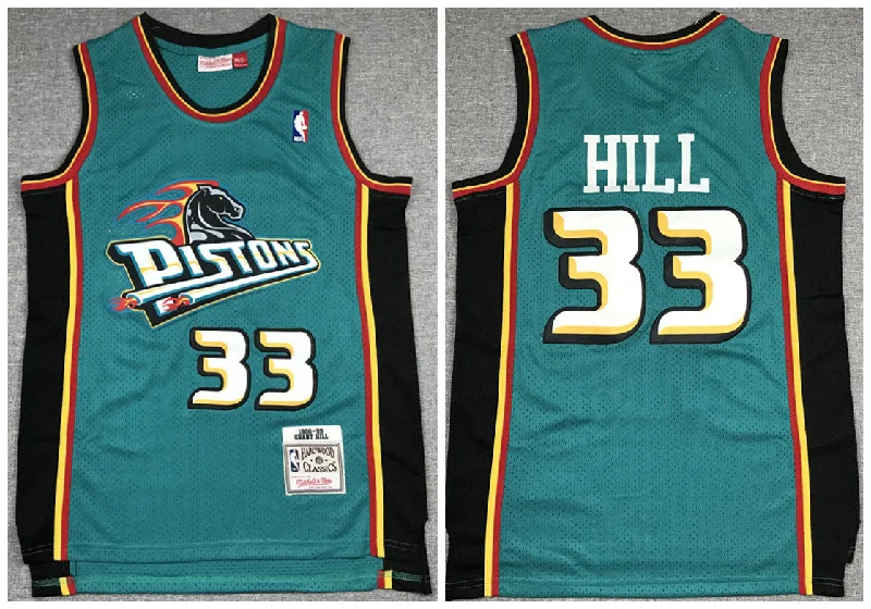 Men's Detroit Pistons Green #33 Grant Hill 1998-99 Throwback Stitched Basketball Jersey