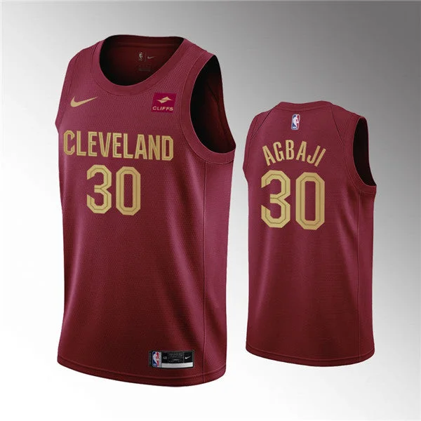 Men's Cleveland Cavaliers #30 Ochai Agbaji Wine Icon Edition Stitched Basketball Basketball Jersey