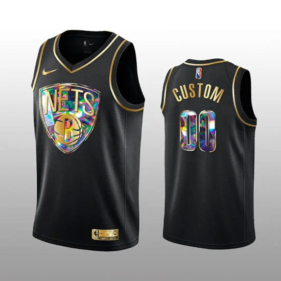 Men's Brooklyn Nets Active Player Custom 2021/22 Black Golden Edition 75th Anniversary Diamond Logo Stitched Basketball Basketball Jersey