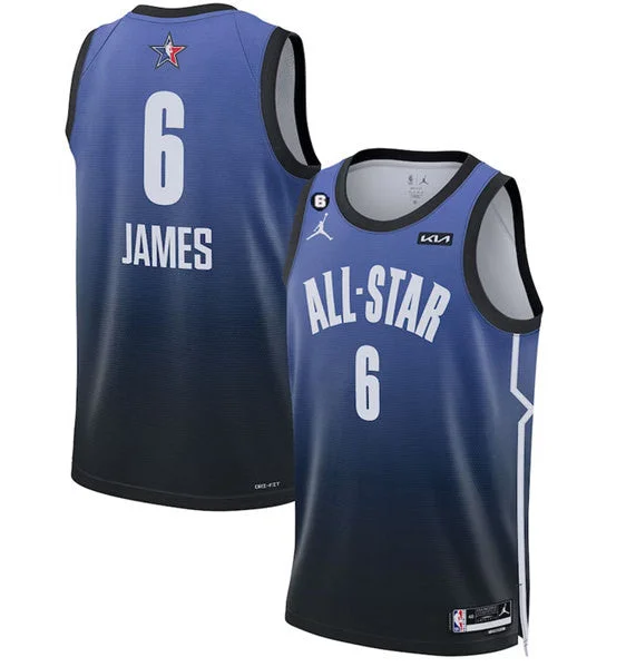 Men's Los Angeles Lakers #6 LeBron James Blue With NO.6 Patch Game Swingman Stitched Basketball Basketball Jersey