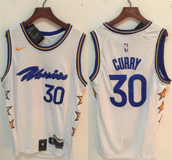 Men's Golden State Warriors #30 Stephen Curry White Stitched Basketball Jersey