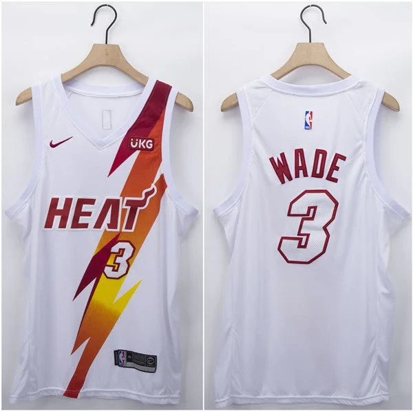 Men's Miami Heat #3 Dwyane Wade White Fashion Edition Stitched Basketball Jersey