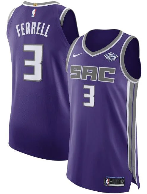 Men's Sacramento Kings Purple #3 Yogi Ferrel Icon Edition Stitched Basketball Jersey