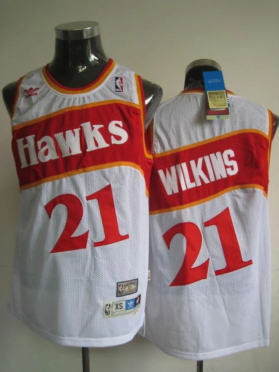 Hawks 21 Wilkins White Basketball Jerseys