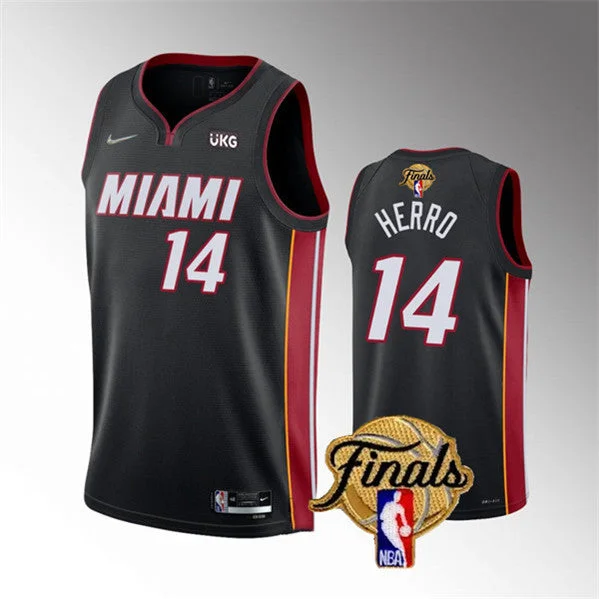 Men's Miami Heat #14 Tyler Herro Black 2023 Finals Icon Edition Stitched Basketball Basketball Jersey