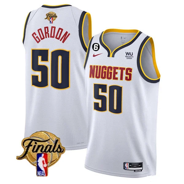 Men's Denver Nuggets #50 Aaron Gordon White 2023 Finals Association Edition With NO.6 Patch Stitched Basketball Basketball Jersey