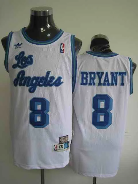 Lakers 8 Kobe Bryant White Throwback Basketball Jerseys