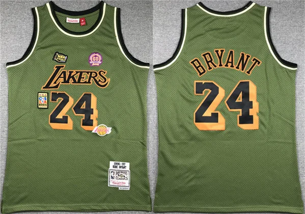 Men's Los Angeles Lakers #24 Kobe Bryant Green 1996-97 Throwback basketball Basketball Jersey