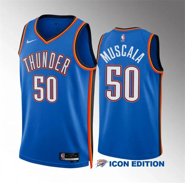 Men's Oklahoma City Thunder #50 Mike Muscala Blue Icon Edition Stitched Basketball Basketball Jersey