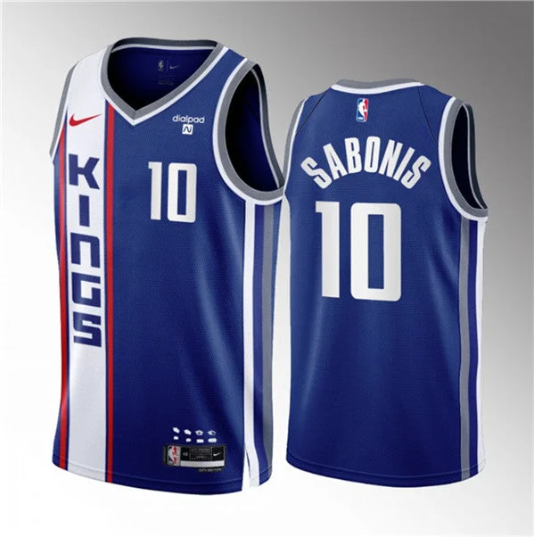 Men's Sacramento Kings #10 Domantas Sabonis Blue 2023/24 City Edition Stitched Basketball Basketball Jersey