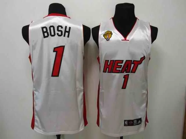 Heat 1 Bosh White Final Patch Basketball Jerseys