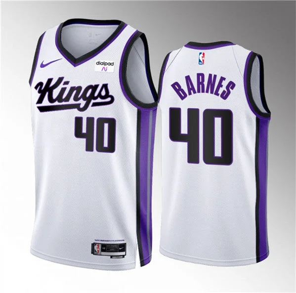 Men's Sacramento Kings #40 Harrison Barnes White 2023-24 Association Edition Swingman Stitched Basketball Jersey