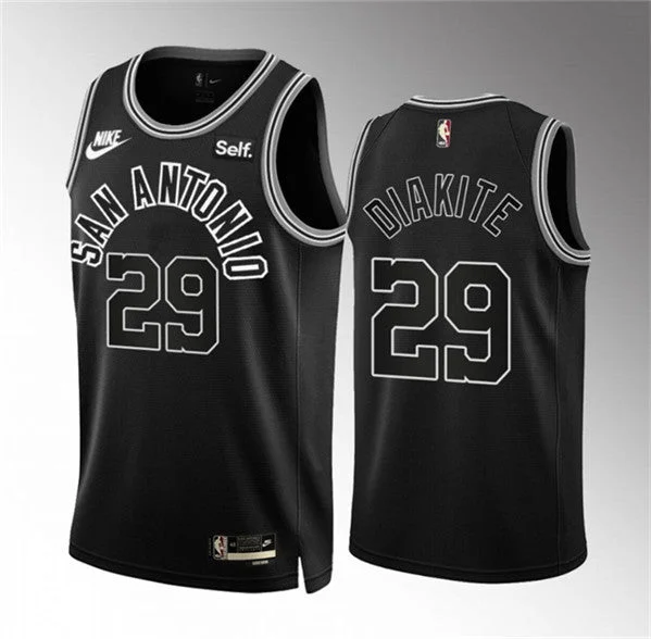 Men's San Antonio Spurs #29 Mamadi Diakite Black Icon Edition Stitched Basketball Basketball Jersey