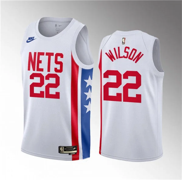 Men's Brooklyn Nets #22 Jalen Wilson White 2023 Draft Classic Edition Stitched Basketball Basketball Jersey