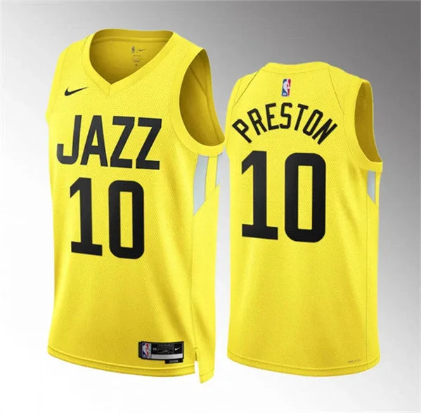 Men's Utah Jazz #10 Jason Preston Yellow Association Edition Stitched Basketball Basketball Jersey