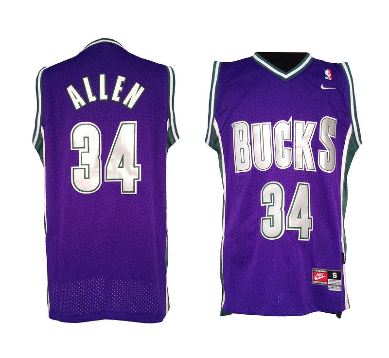 Bucks 34 Allen Purple Basketball Jerseys