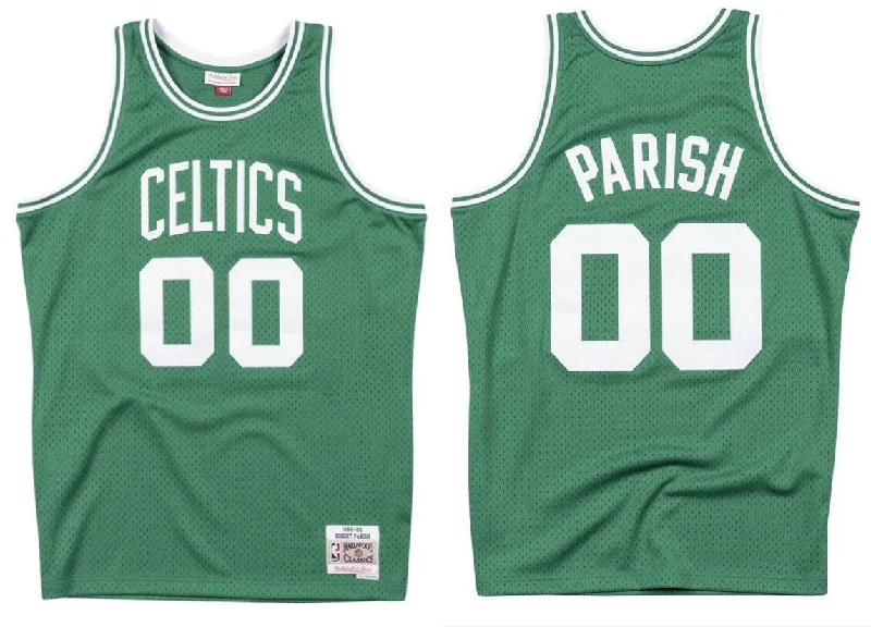 Men's Boston Celtics #00 Robert Parish Green 1985-86 Throwback Stitched Basketball Jersey