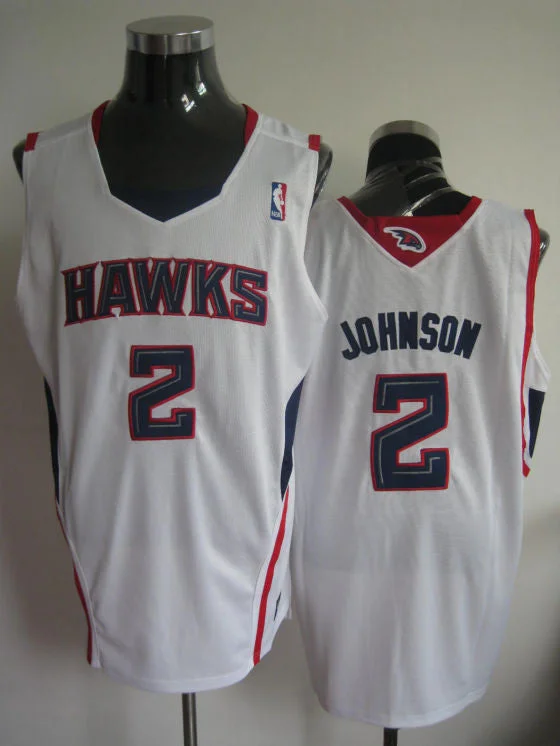 Hawks 2 Joe Johnson White Basketball Jerseys