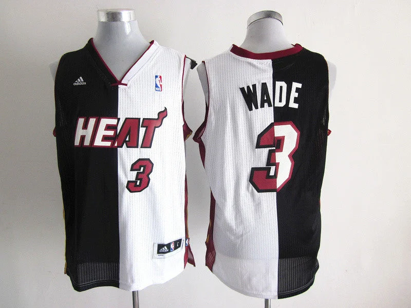 Heats 3 Wade White&Black Split Basketball Jerseys