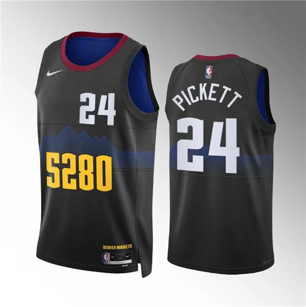 Men's Denver Nuggets #24 Jalen Pickett Black 2023 City Edition Stitched Basketball Basketball Jersey