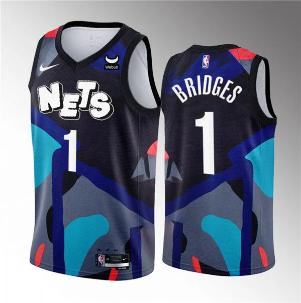 Men's Brooklyn Nets #1 Mikal Bridges Black 2023/24 City Edition Stitched Basketball Basketball Jersey