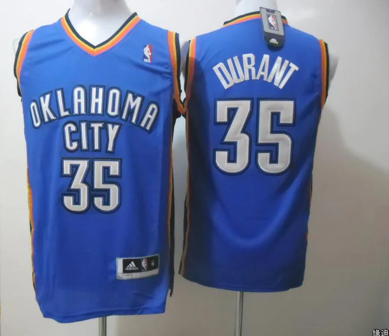 Thunder 35 Durant Blue Cotton Basketball Jerseys