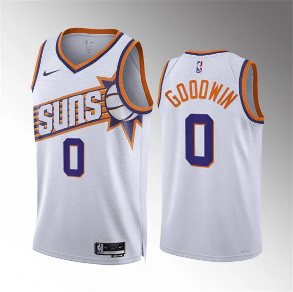 Men's Phoenix Suns #0 Jordan Goodwin White Association Edition Stitched Basketball Basketball Jersey