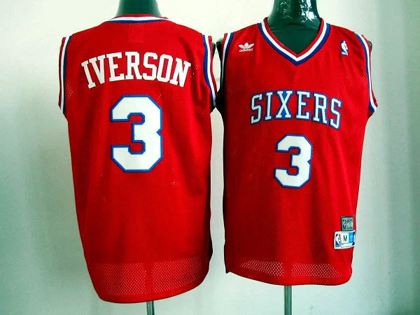 Sixers 3 Iverson Red New Basketball Jerseys