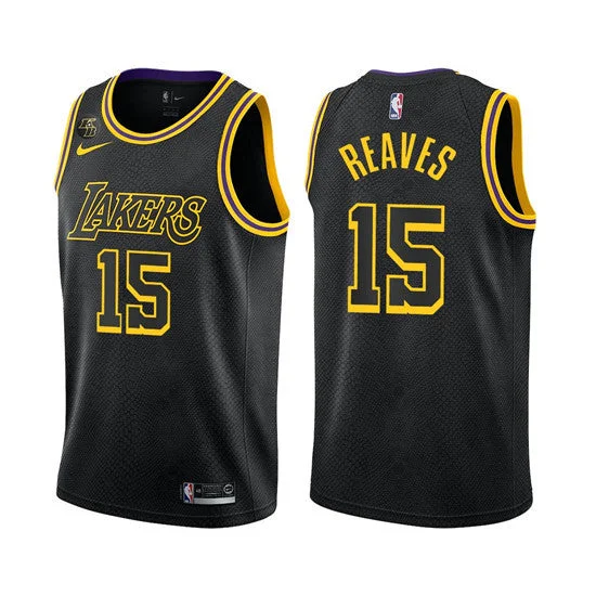 Men's Los Angeles Lakers #15 Austin Reaves Black Stitched Basketball Jersey