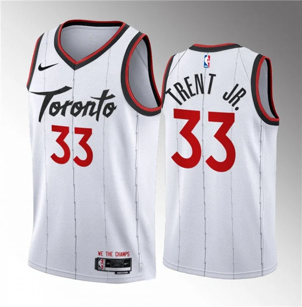 Men's Toronto Raptors #33 Gary Trent Jr. White 2023/24 Association Edition Stitched Basketball Basketball Jersey