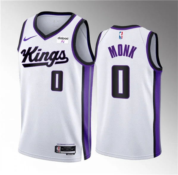 Men's Sacramento Kings #0 Malik Monk White 2023-24 Association Edition Swingman Stitched Basketball Jersey